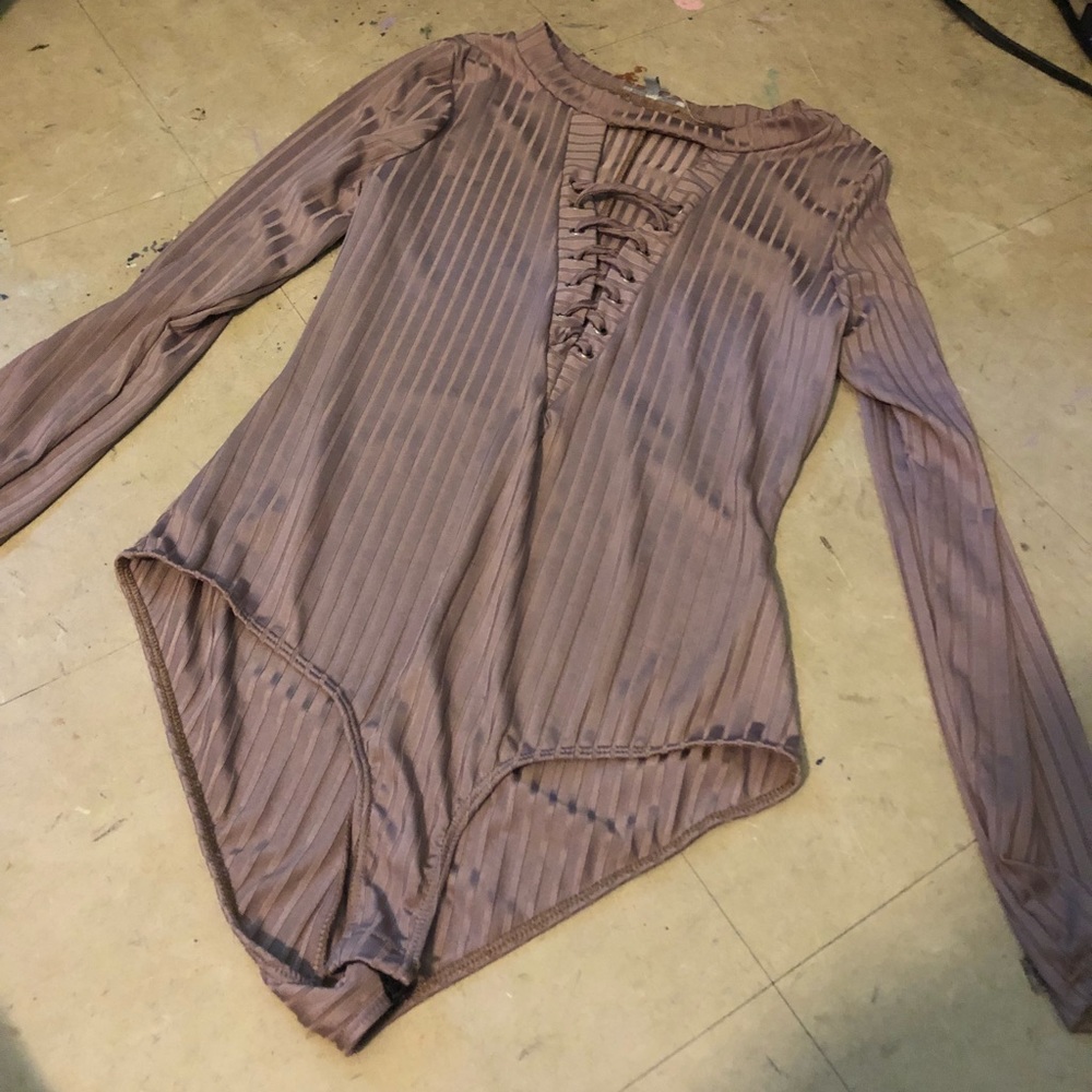 Lace up V-neck one piece